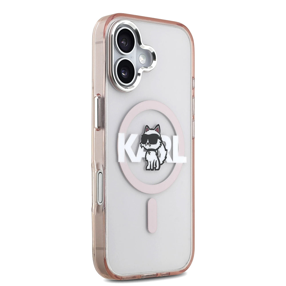 MagSafe hoesje voor Apple iPhone 17, Karl Lagerfeld, IML Sketch Logo Choupette, Roze