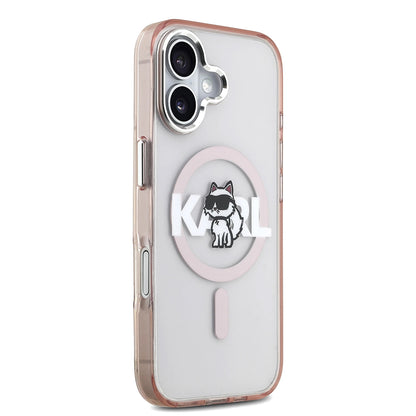 MagSafe hoesje voor Apple iPhone 17, Karl Lagerfeld, IML Sketch Logo Choupette, Roze