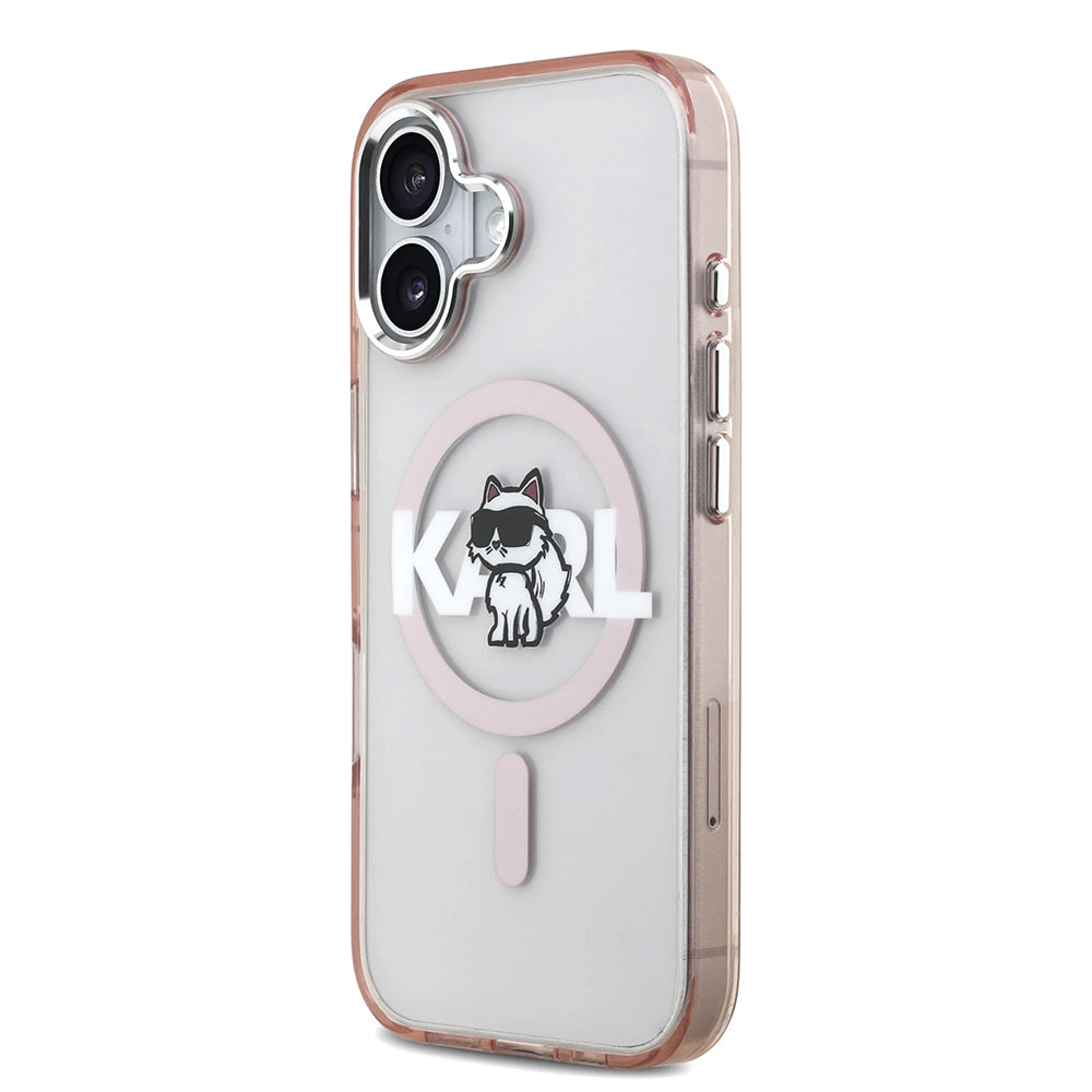 MagSafe hoesje voor Apple iPhone 17, Karl Lagerfeld, IML Sketch Logo Choupette, Roze