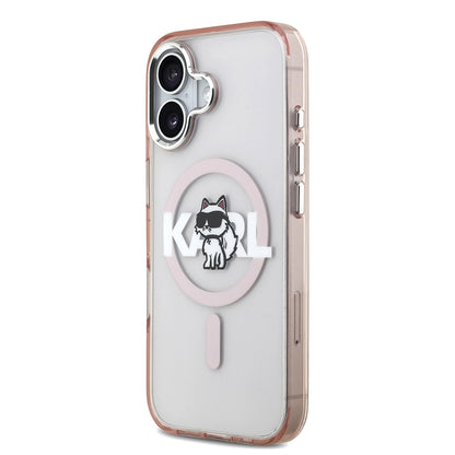 MagSafe hoesje voor Apple iPhone 17, Karl Lagerfeld, IML Sketch Logo Choupette, Roze