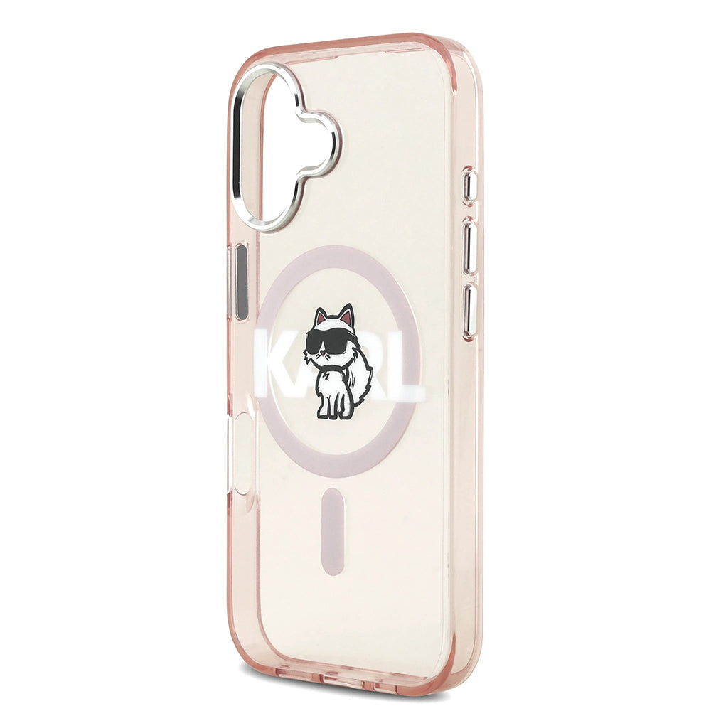 MagSafe hoesje voor Apple iPhone 17, Karl Lagerfeld, IML Sketch Logo Choupette, Roze