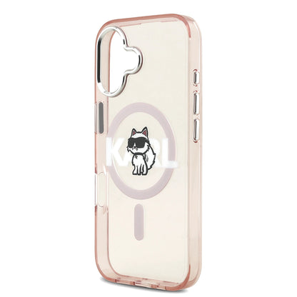 MagSafe hoesje voor Apple iPhone 17, Karl Lagerfeld, IML Sketch Logo Choupette, Roze