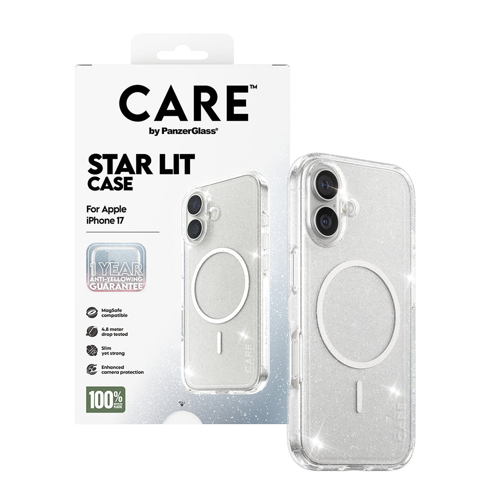 MagSafe hoesje voor Apple iPhone 17, PanzerGlass, Care Urban Explorer Star Lit, Transparant Wit