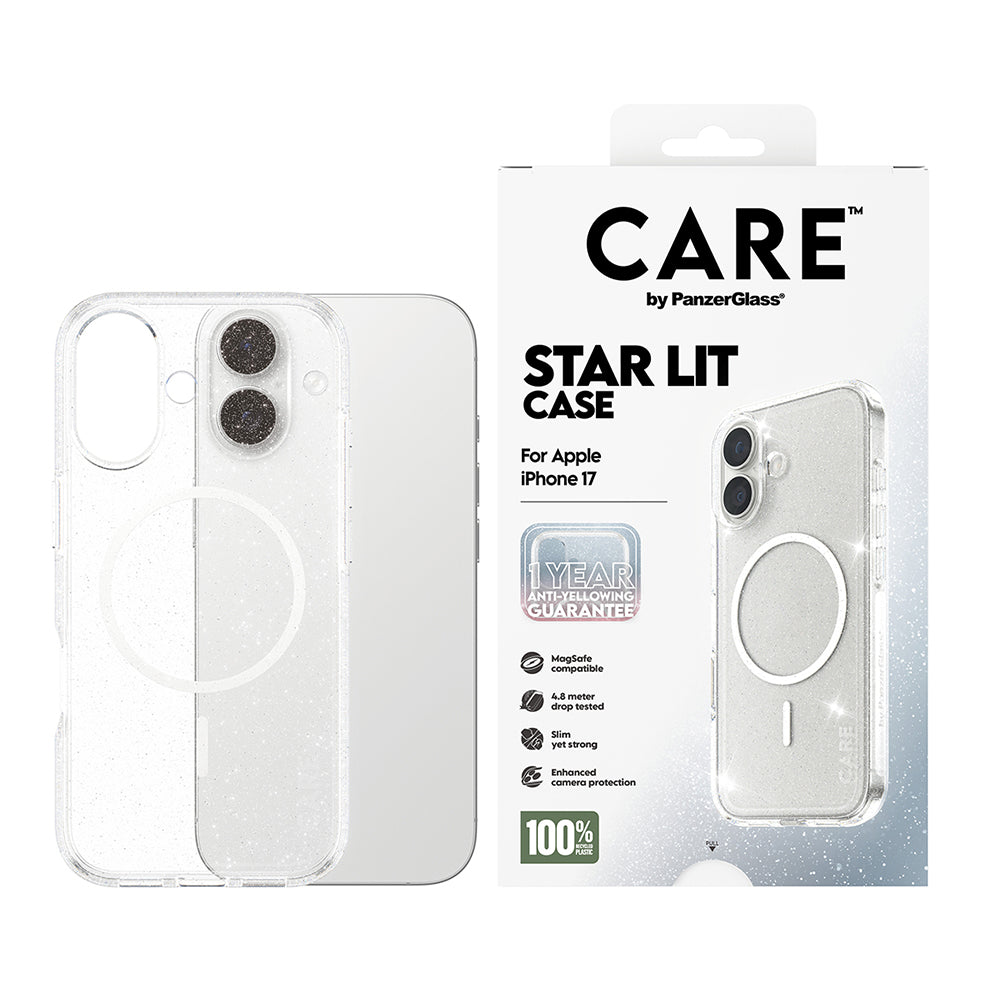 MagSafe hoesje voor Apple iPhone 17, PanzerGlass, Care Urban Explorer Star Lit, Transparant Wit