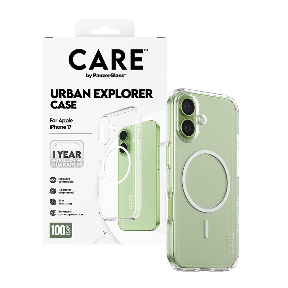 MagSafe hoes voor Apple iPhone 17, PanzerGlass, Care Urban Explorer, Transparant Wit