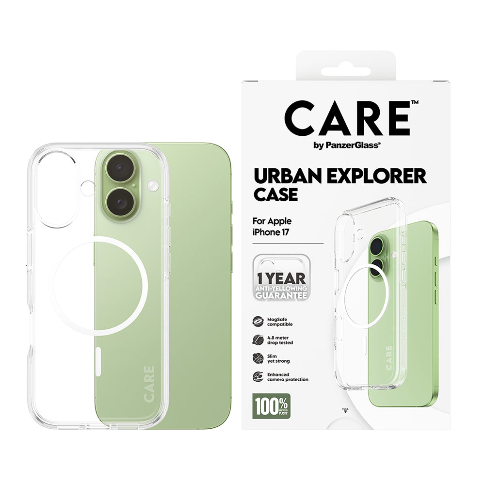 MagSafe hoes voor Apple iPhone 17, PanzerGlass, Care Urban Explorer, Transparant Wit