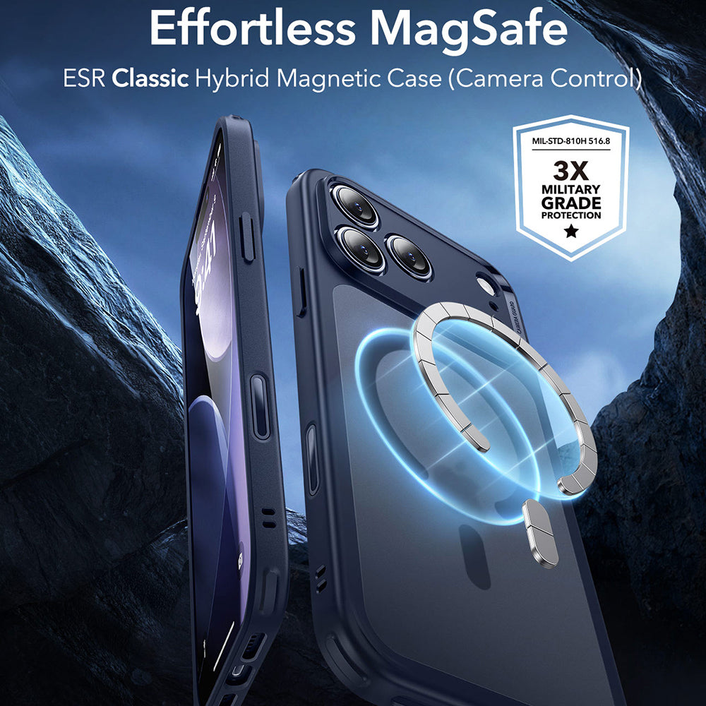 MagSafe hoesje voor Apple iPhone 17 Pro, ESR, Classic Hybrid, Satijnblauw