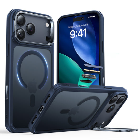 MagSafe hoesje voor Apple iPhone 17 Pro, ESR, Classic Hybrid Kickstand, Satijnblauw