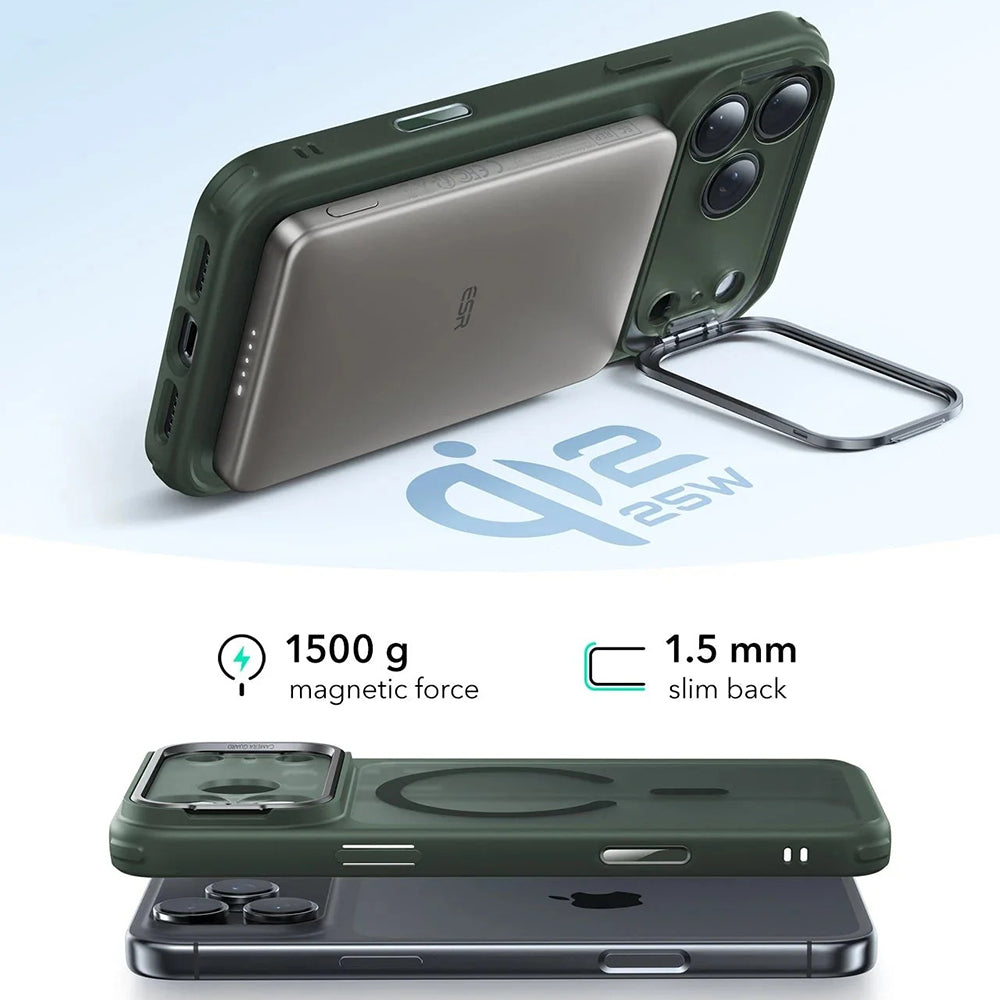 MagSafe hoesje voor Apple iPhone 17 Pro, ESR, Classic Hybrid Kickstand, Satijngroen