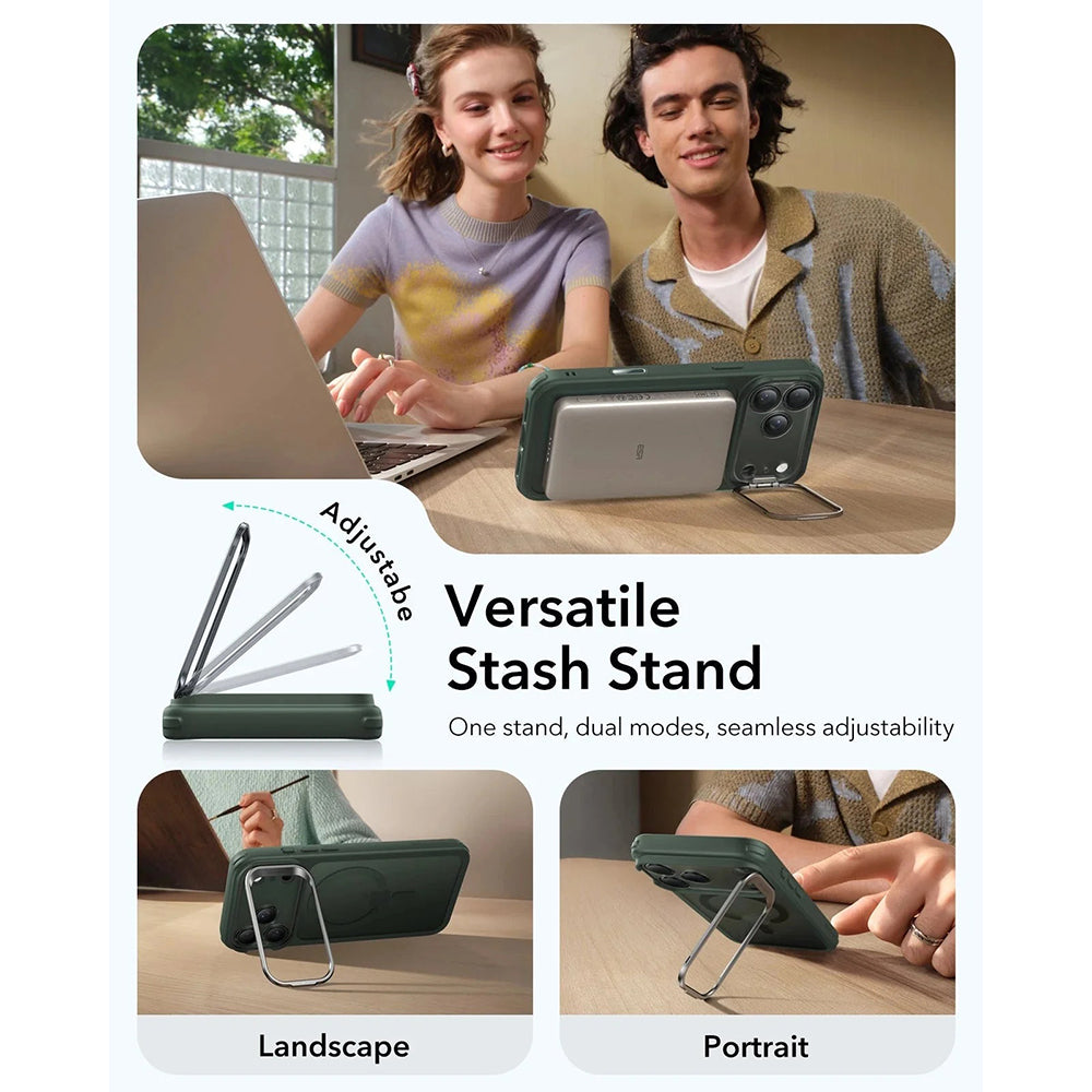 MagSafe hoesje voor Apple iPhone 17 Pro, ESR, Classic Hybrid Kickstand, Satijngroen