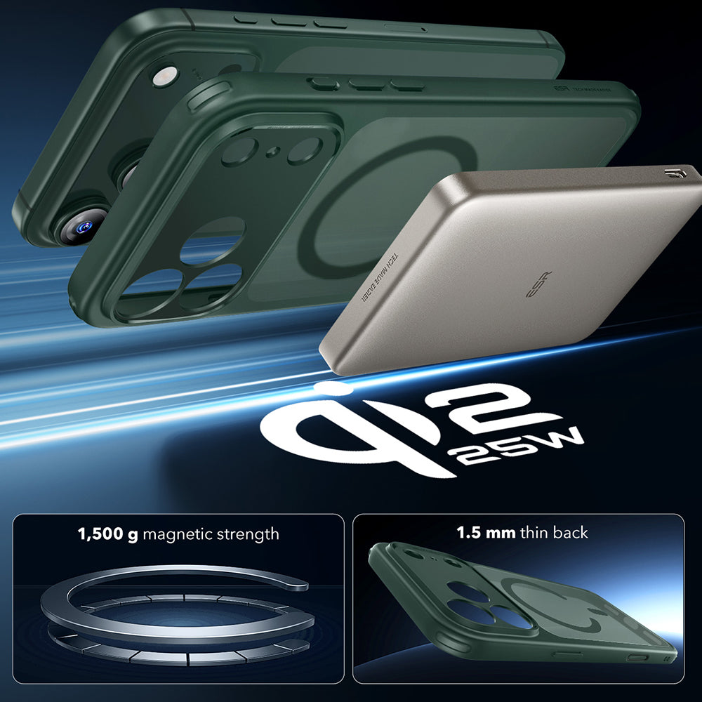 MagSafe hoesje voor Apple iPhone 17 Pro, ESR, Classic Hybrid, Satijngroen