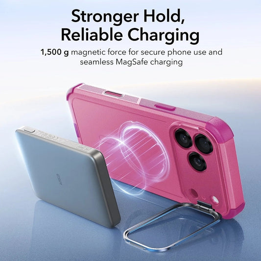 MagSafe hoes voor Apple iPhone 17 Pro, ESR, Cyber Armor Kickstand, Roze