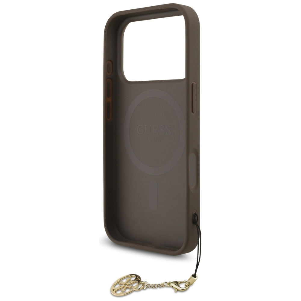 MagSafe hoesje voor Apple iPhone 17 Pro, Guess, 4G Charm Cradle, Bruin