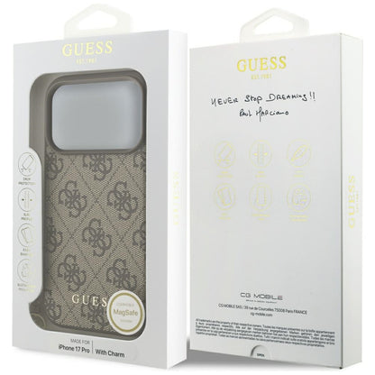 MagSafe hoesje voor Apple iPhone 17 Pro, Guess, 4G Charm Cradle, Bruin