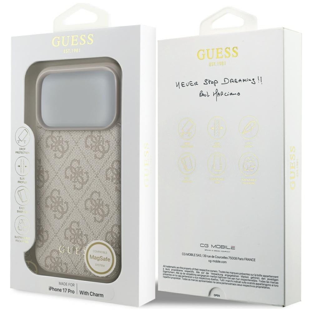 MagSafe hoesje voor Apple iPhone 17 Pro, Guess, 4G Charm Cradle, Roze