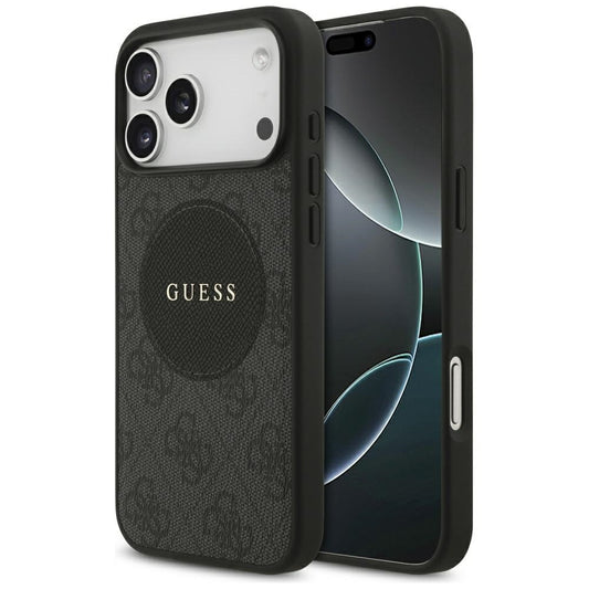MagSafe hoesje voor Apple iPhone 17 Pro, Guess, 4G Circle Classic Logo, Zwart