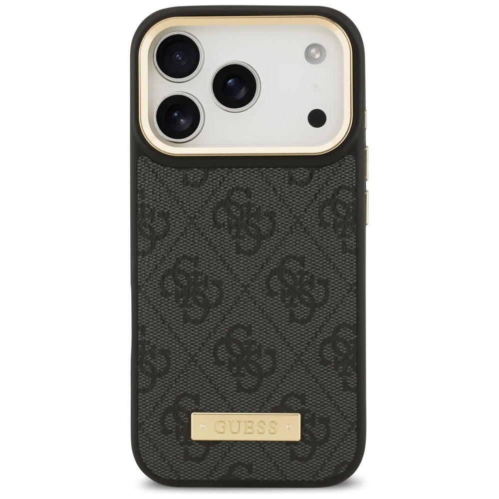 MagSafe hoesje voor Apple iPhone 17 Pro, Guess, 4G Logo Plate, Zwart