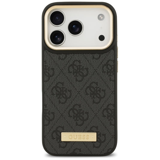 MagSafe hoesje voor Apple iPhone 17 Pro, Guess, 4G Logo Plate, Zwart