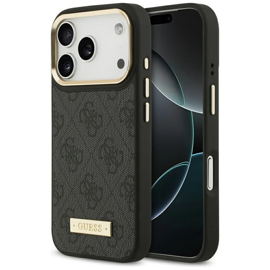 MagSafe hoesje voor Apple iPhone 17 Pro, Guess, 4G Logo Plate, Zwart