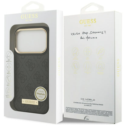 MagSafe hoesje voor Apple iPhone 17 Pro, Guess, 4G Logo Plate, Zwart