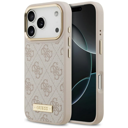 MagSafe hoesje voor Apple iPhone 17 Pro, Guess, 4G Logo Plate, Roze