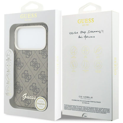 MagSafe hoes voor Apple iPhone 17 Pro, Guess, 4G Script Logo, Bruin