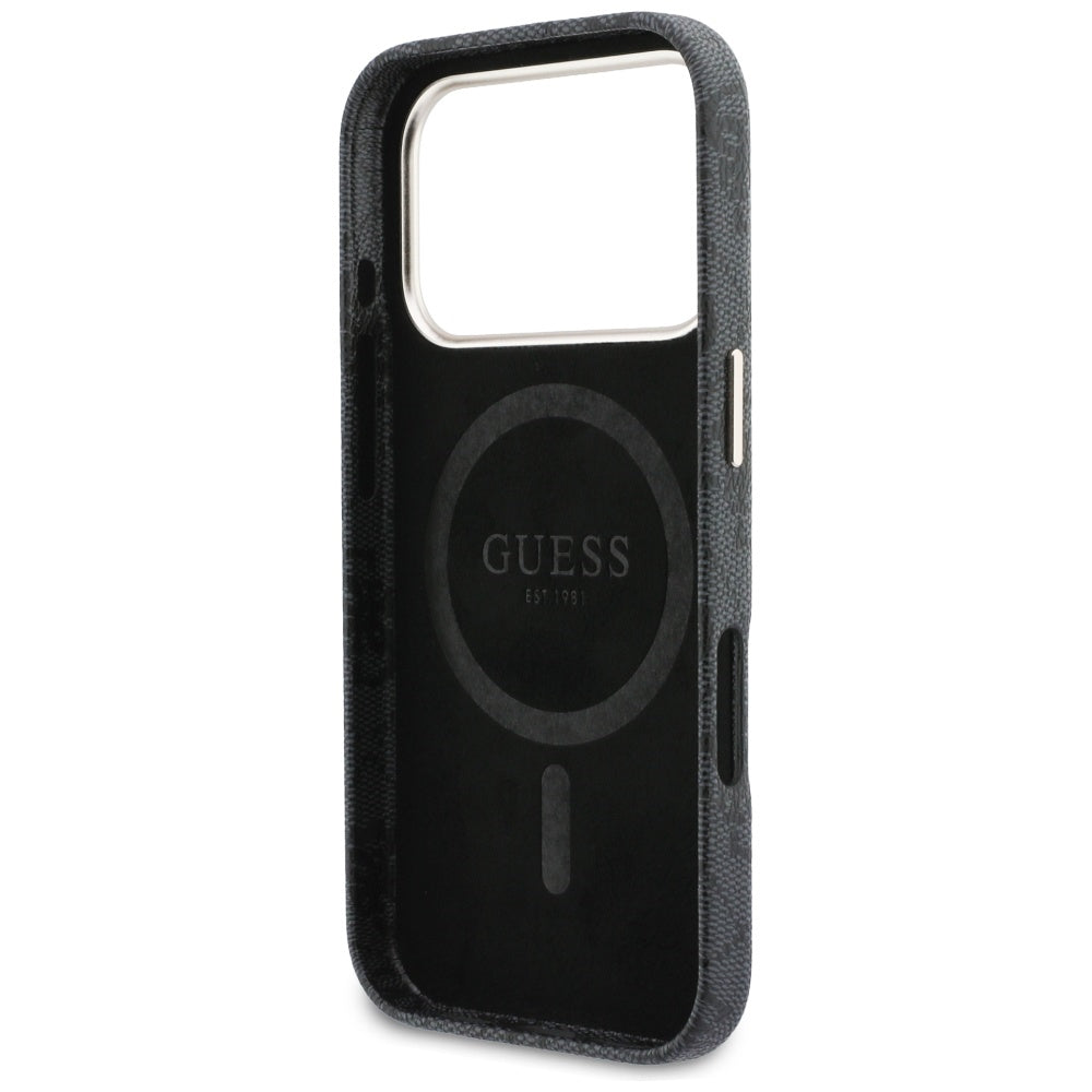 MagSafe hoesje voor Apple iPhone 17 Pro, Guess, 4G Script Logo, Zwart