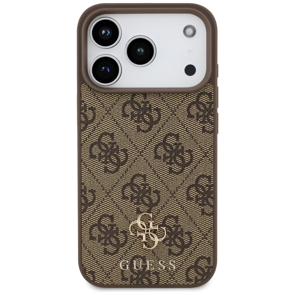 MagSafe hoesje voor Apple iPhone 17 Pro, Guess, 4G Small en Classic Logo, Bruin