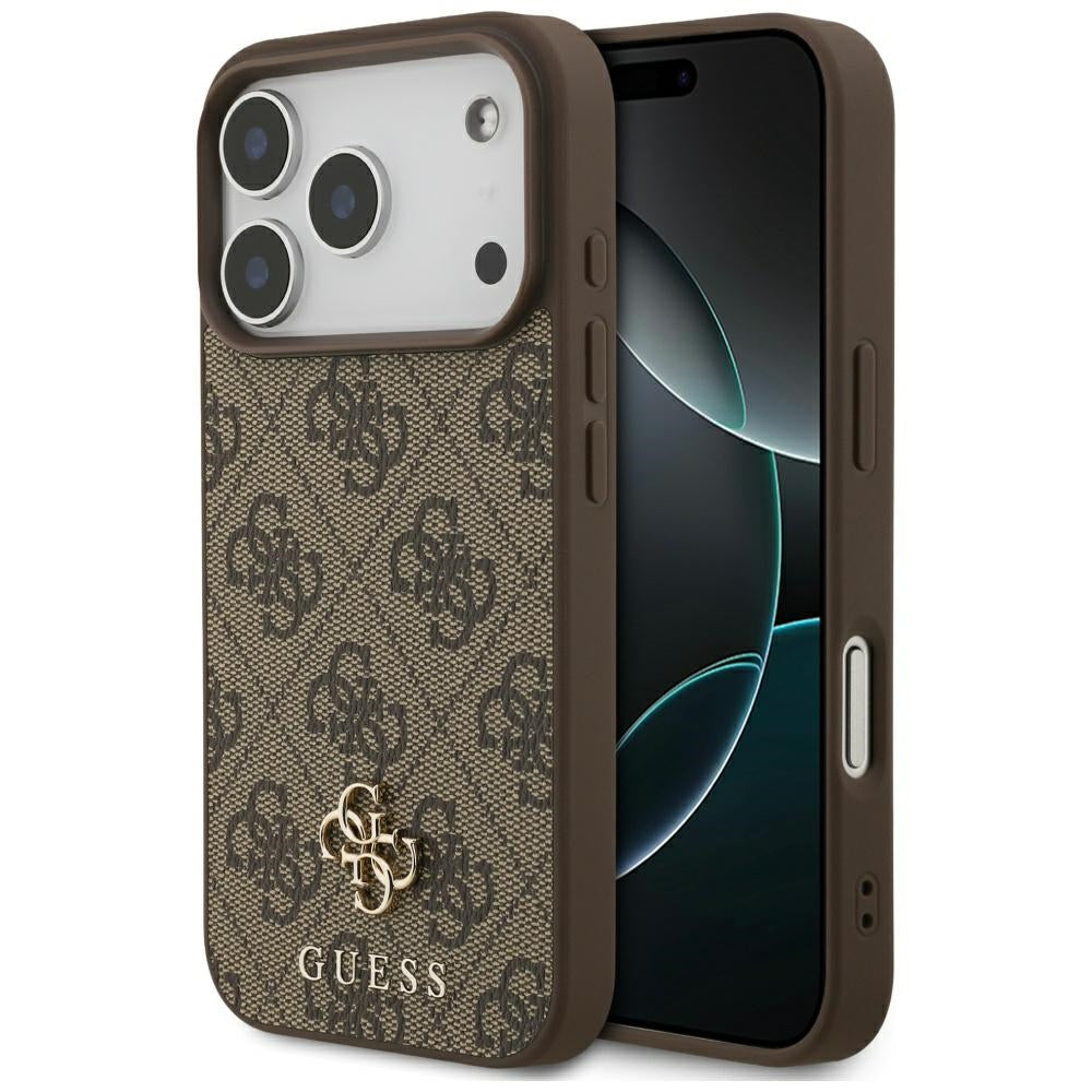 MagSafe hoesje voor Apple iPhone 17 Pro, Guess, 4G Small en Classic Logo, Bruin
