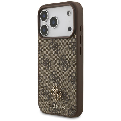 MagSafe hoesje voor Apple iPhone 17 Pro, Guess, 4G Small en Classic Logo, Bruin