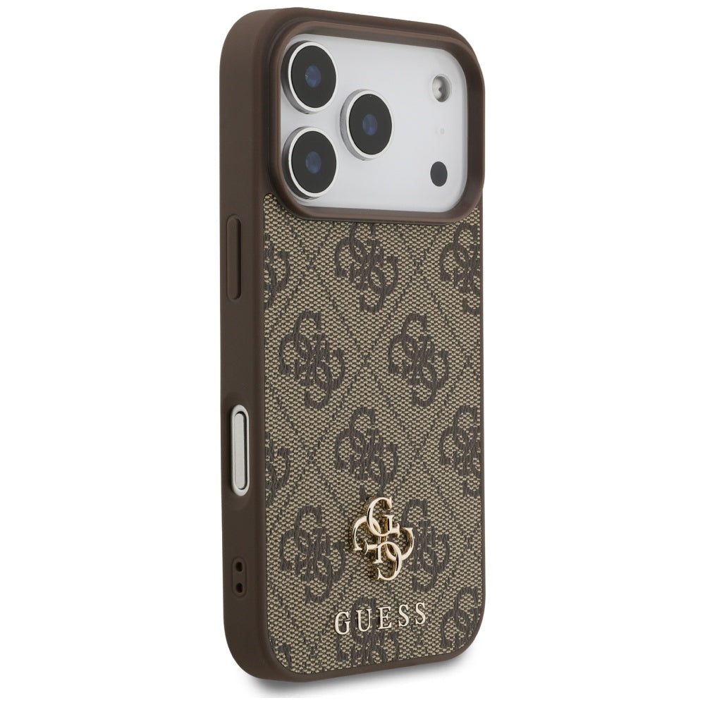 MagSafe hoesje voor Apple iPhone 17 Pro, Guess, 4G Small en Classic Logo, Bruin