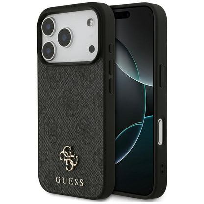 MagSafe hoesje voor Apple iPhone 17 Pro, Guess, 4G Small en Classic Logo, Zwart