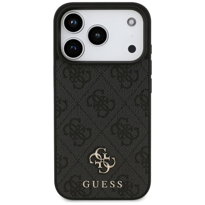 MagSafe hoesje voor Apple iPhone 17 Pro, Guess, 4G Small en Classic Logo, Zwart