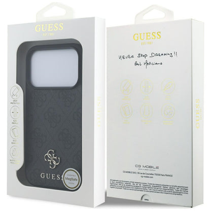 MagSafe hoesje voor Apple iPhone 17 Pro, Guess, 4G Small en Classic Logo, Zwart