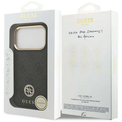 MagSafe hoesje voor Apple iPhone 17 Pro, Guess, 4G Strass Logo, Zwart