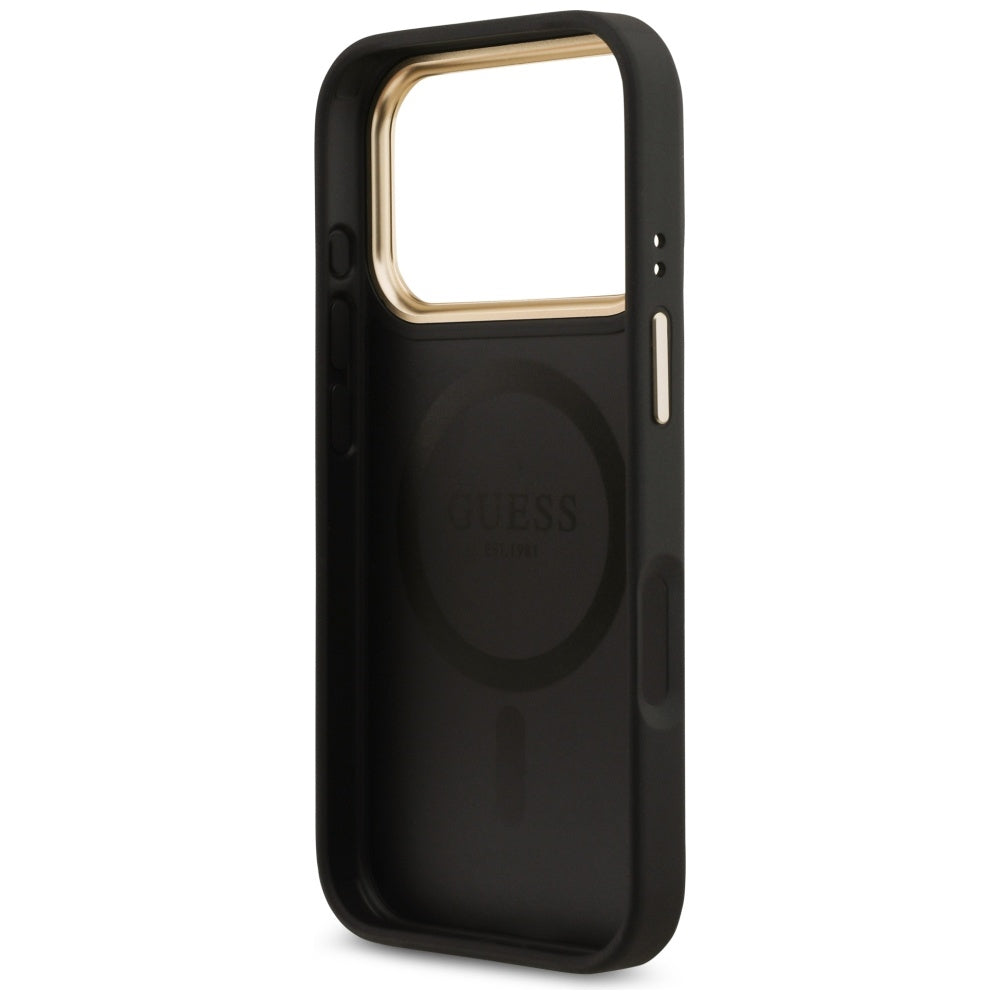 MagSafe hoesje voor Apple iPhone 17 Pro, Guess, 4G Strass Logo, Zwart