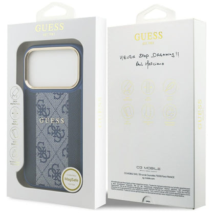 MagSafe hoesje voor Apple iPhone 17 Pro, Guess, 4G Stripe, Blauw