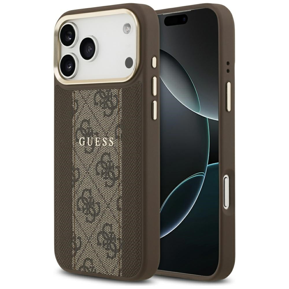 MagSafe hoesje voor Apple iPhone 17 Pro, Guess, 4G Stripe, Bruin