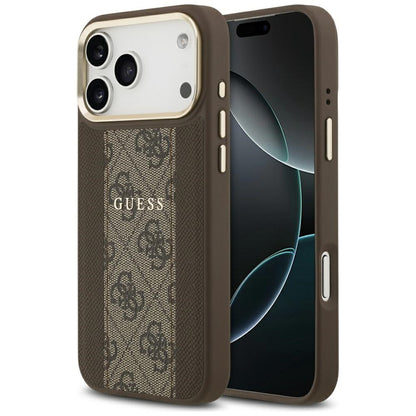 MagSafe hoesje voor Apple iPhone 17 Pro, Guess, 4G Stripe, Bruin