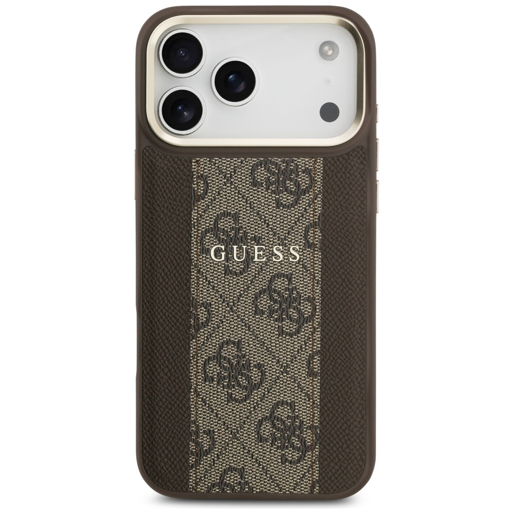MagSafe hoesje voor Apple iPhone 17 Pro, Guess, 4G Stripe, Bruin