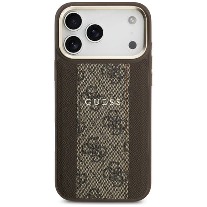 MagSafe hoesje voor Apple iPhone 17 Pro, Guess, 4G Stripe, Bruin