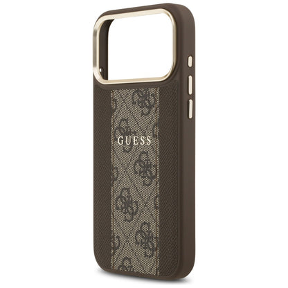 MagSafe hoesje voor Apple iPhone 17 Pro, Guess, 4G Stripe, Bruin