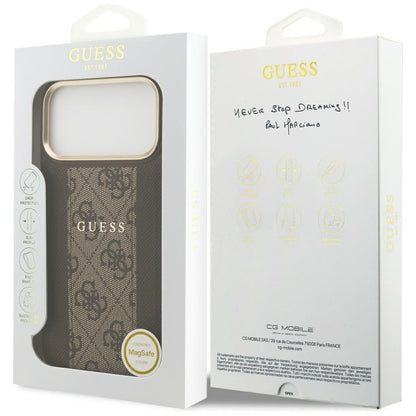 MagSafe hoesje voor Apple iPhone 17 Pro, Guess, 4G Stripe, Bruin