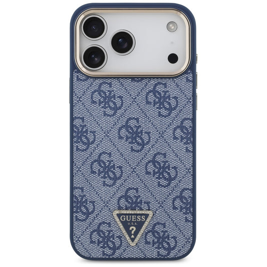 MagSafe hoesje voor Apple iPhone 17 Pro, Guess, 4G Triangle Logo, Gouden Blauw