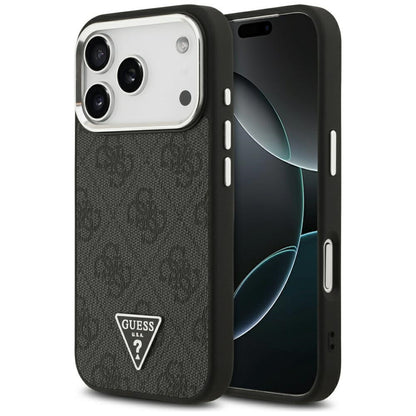 MagSafe hoesje voor Apple iPhone 17 Pro, Guess, 4G Triangle Logo, Zwart Zilver