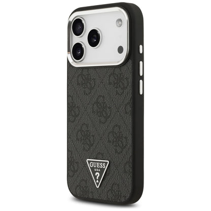 MagSafe hoesje voor Apple iPhone 17 Pro, Guess, 4G Triangle Logo, Zwart Zilver