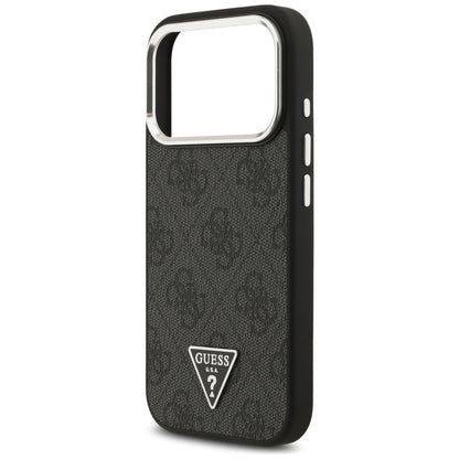 MagSafe hoesje voor Apple iPhone 17 Pro, Guess, 4G Triangle Logo, Zwart Zilver