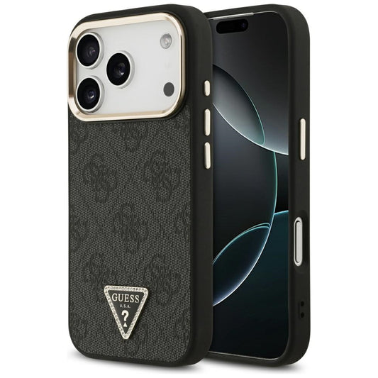 MagSafe hoesje voor Apple iPhone 17 Pro, Guess, 4G Triangle Logo, Zwart Goud