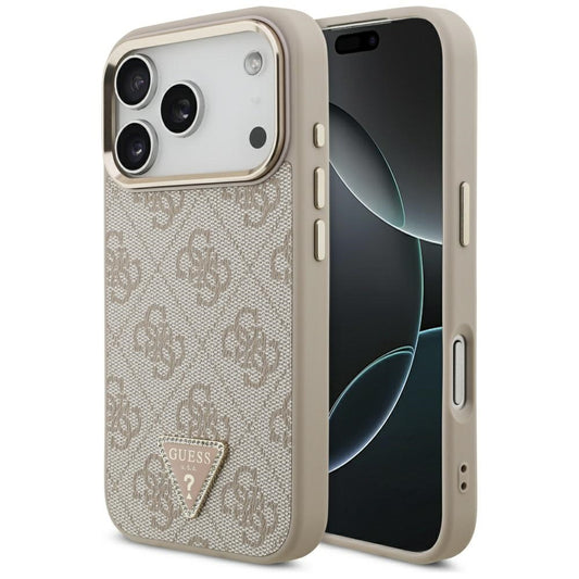 MagSafe hoesje voor Apple iPhone 17 Pro, Guess, 4G Triangle Logo, Goudroze