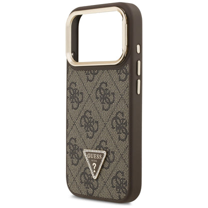 MagSafe hoesje voor Apple iPhone 17 Pro, Guess, 4G Triangle Logo met Stand Camera, Goudbruin